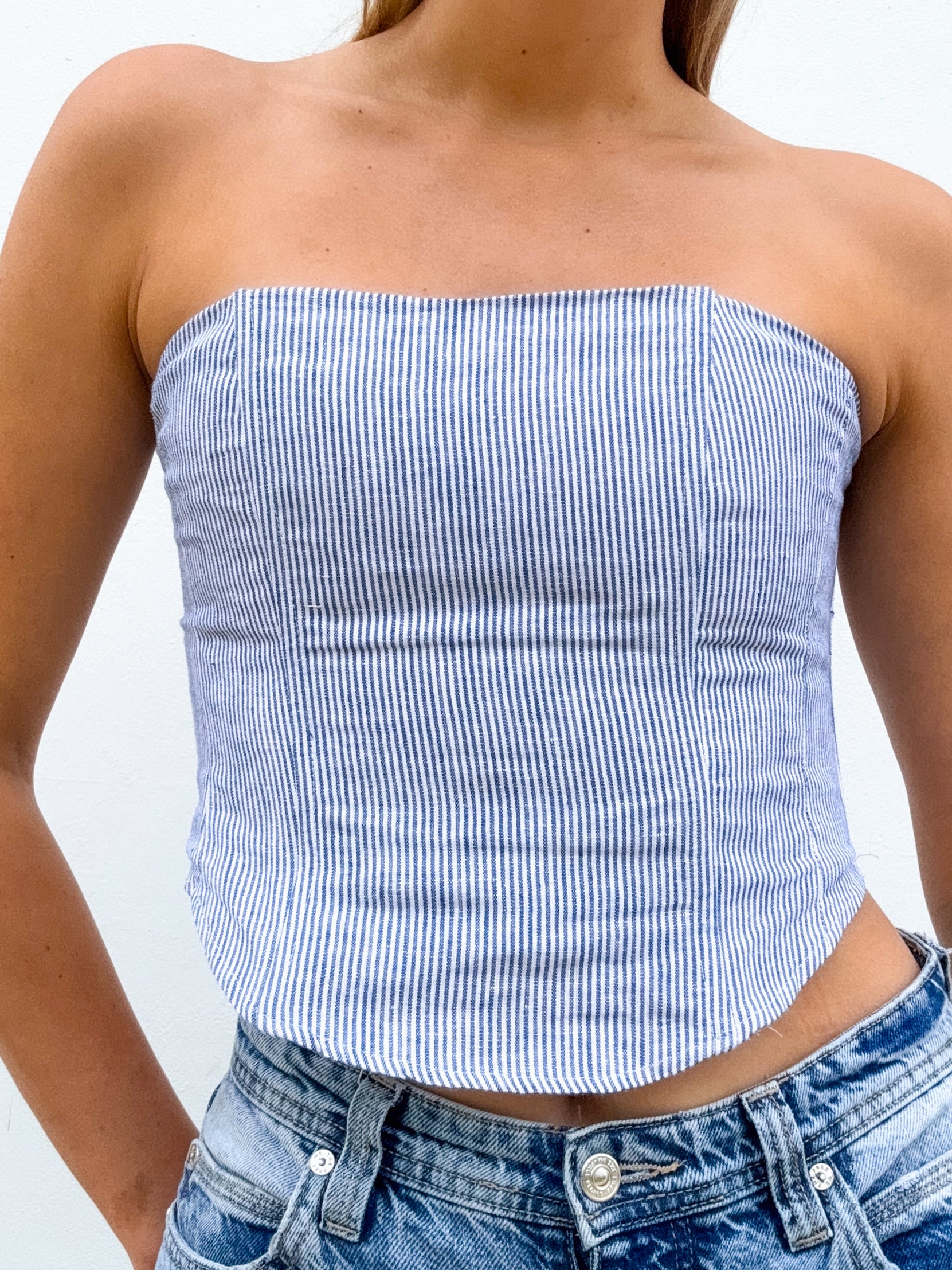 Cyrus Denim Bandeau Top